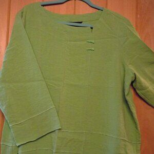 Ali Miles Lime/Chartreuse Green Wearable ART 3/4 Sleeve Boat Neck Top Artsy